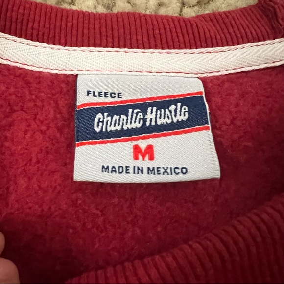 Charlie Hustle Brand Oklahoma Sooners Banner Crewneck Raglan Fleece Sweatshirt - Picture 6 of 8